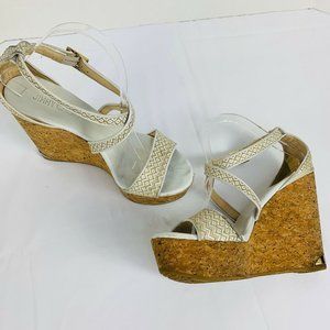 Jimmy Choo Portia Woven Crisscross Wedge Sandal 10
